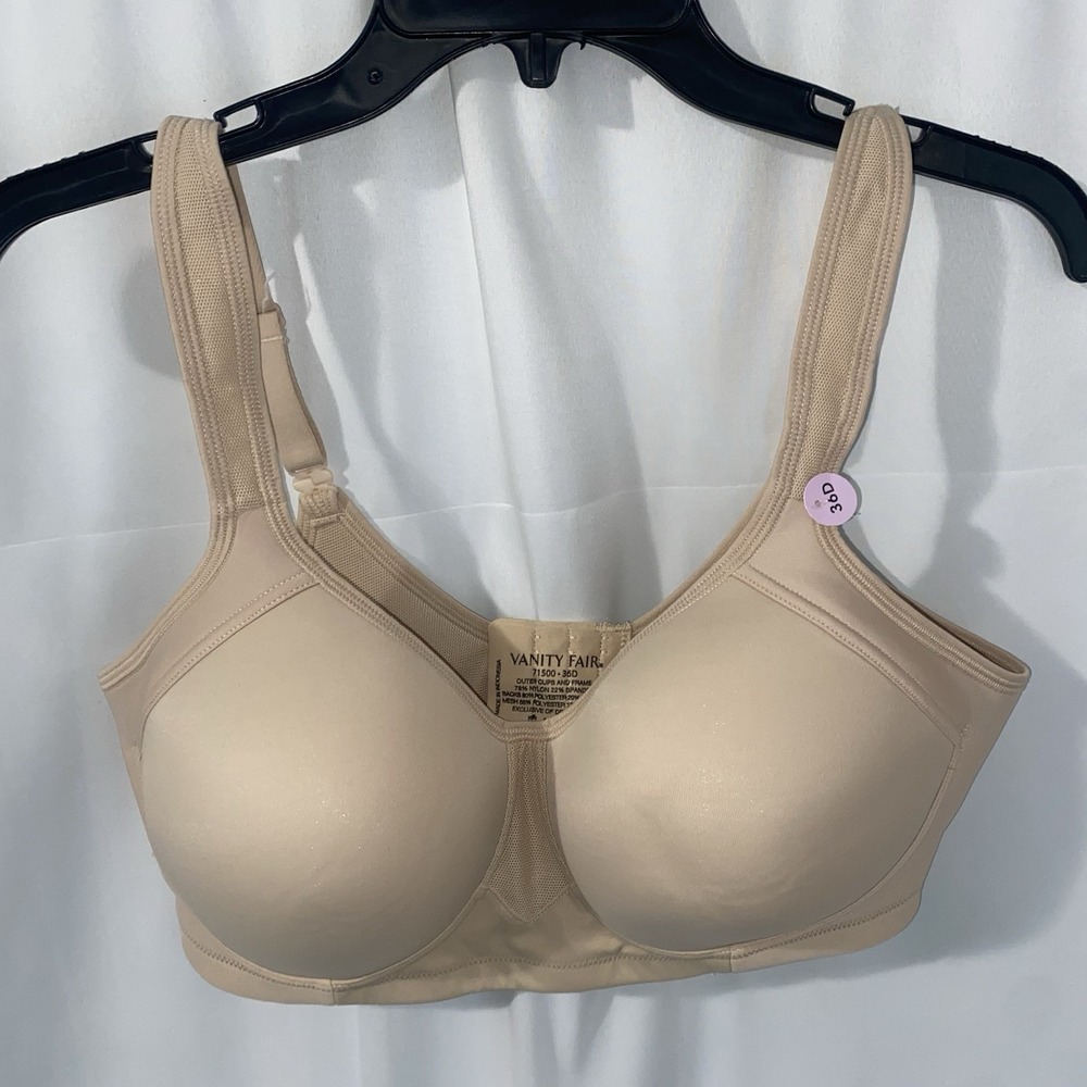 Vanity Fair Full-Figure Wireless Sports Bra 71500 Neutral Nude NWT‎ Size 36D